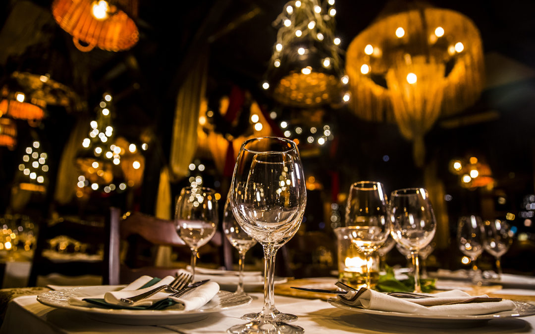 Luxury elegant table setting in a fine dining restaurant